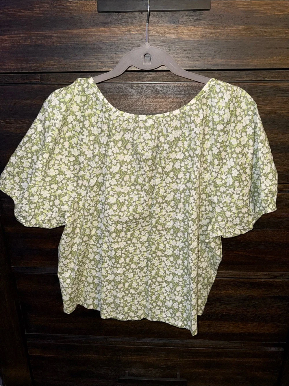 Old Navy Women's Green Floral Puff Sleeve Blouse